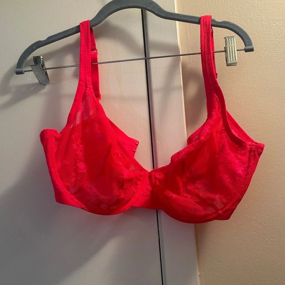 Cacique Bold Hot pink Lace Bra